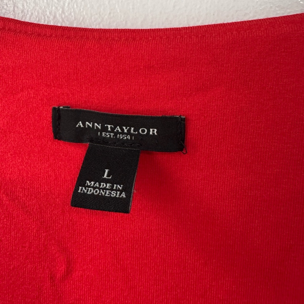 Ann Taylor Red Sheath Midi Dress Cowl Neck - Picture 6 of 8